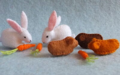 Twee konijntjes, drie cavia’s en worteltjes