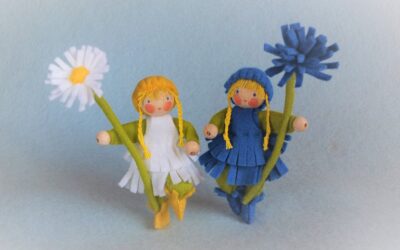 Steker bloemenkinderen margrietje en korenbloem PDF patroon Nederlands